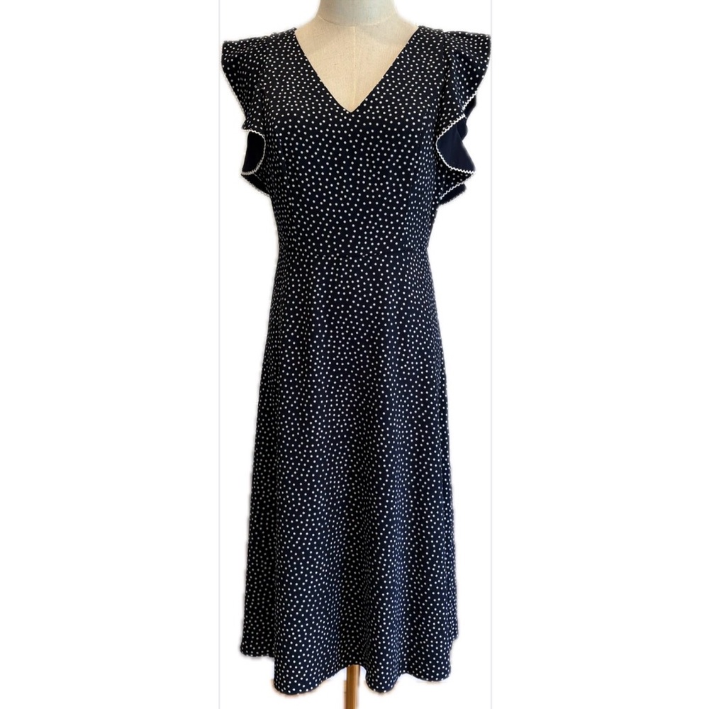 Tommy Hilfiger NWOT Black & White Polka Dot Fit & Flare Ruffled Sleeves Dress 2